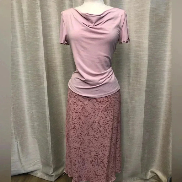 B.i.y.a.y.c.d.a 2pc Pink Top and Reversible Floral Polka Dot Skirt - Picture 3 of 13